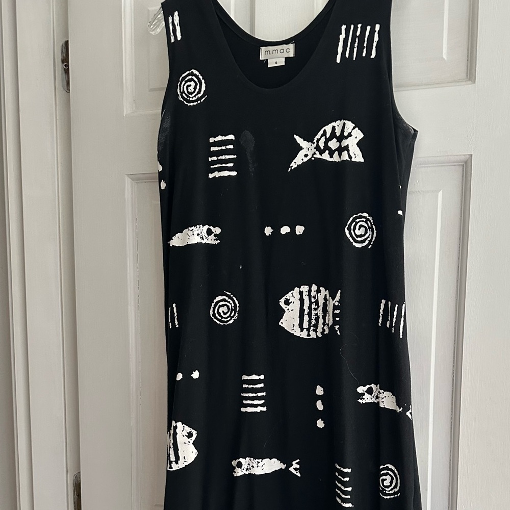 M.Max long dress with cute  painted fish. Size Small
